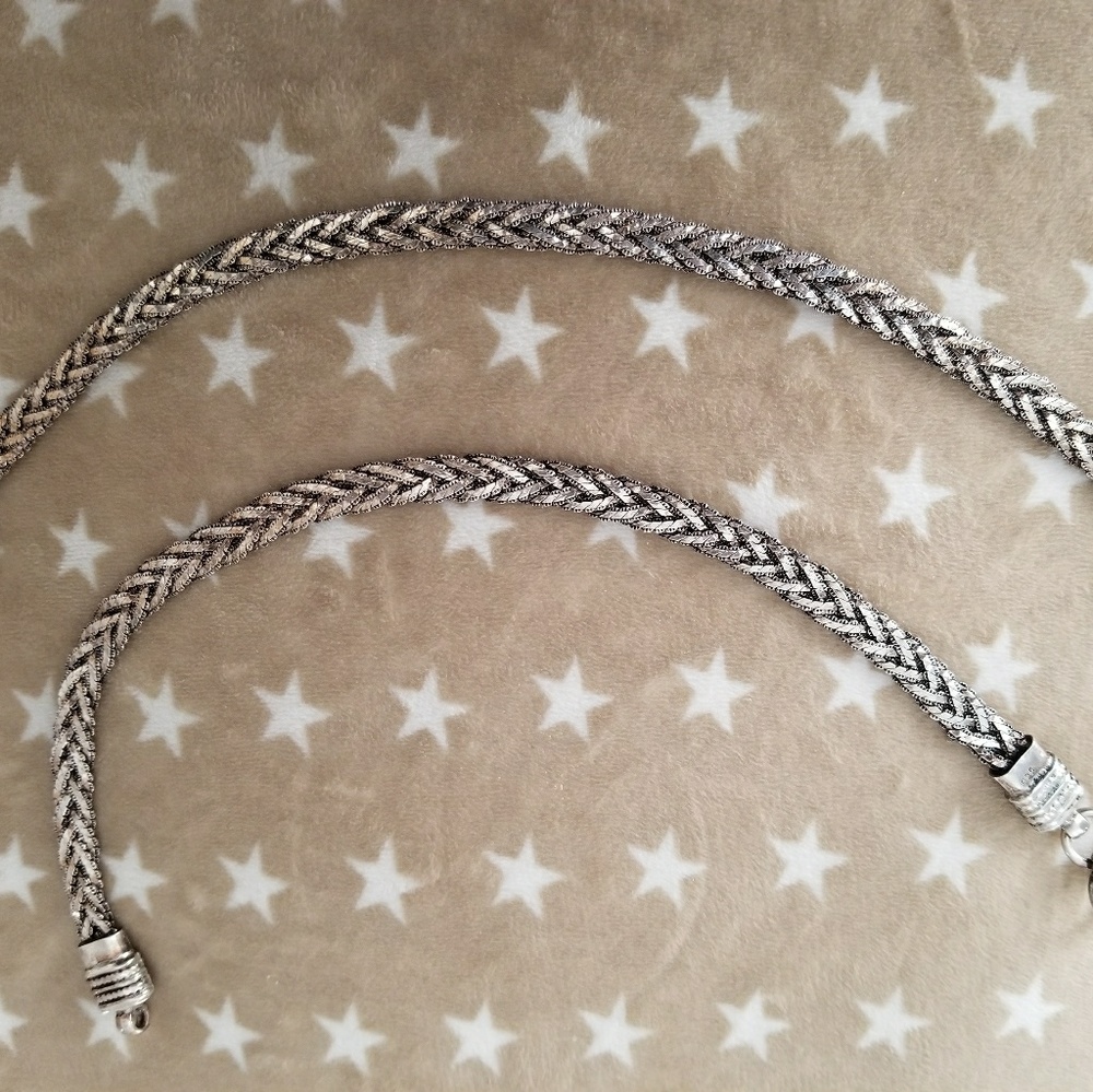 vintage sterling ankle bracelet pair